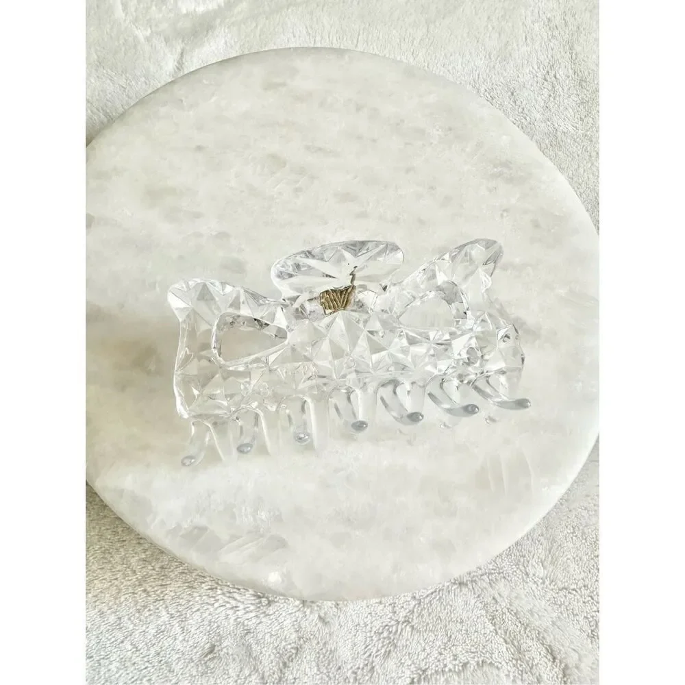 Clear crystal cut plastic hair claw
